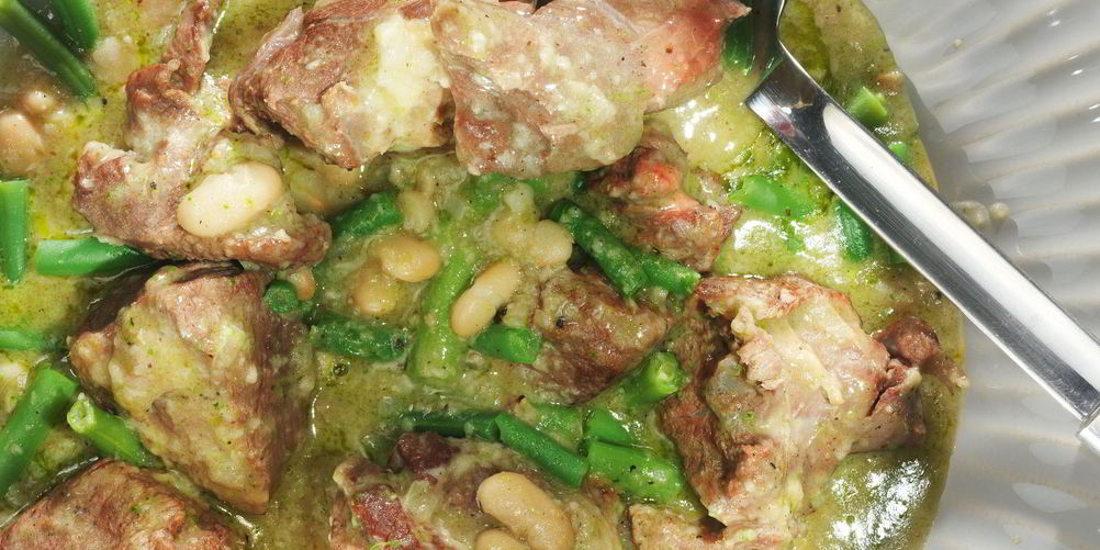 Рецепт ягненок с бобами и зеленой фасолью