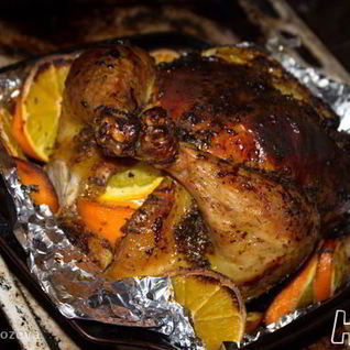 Запеченная курица с апельсинами