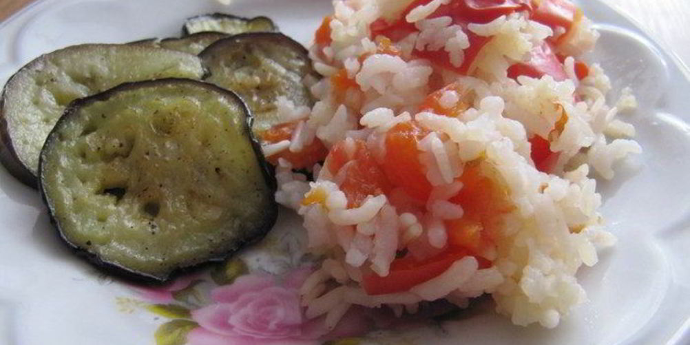 Рецепт баклажаны с красным паровым рисом