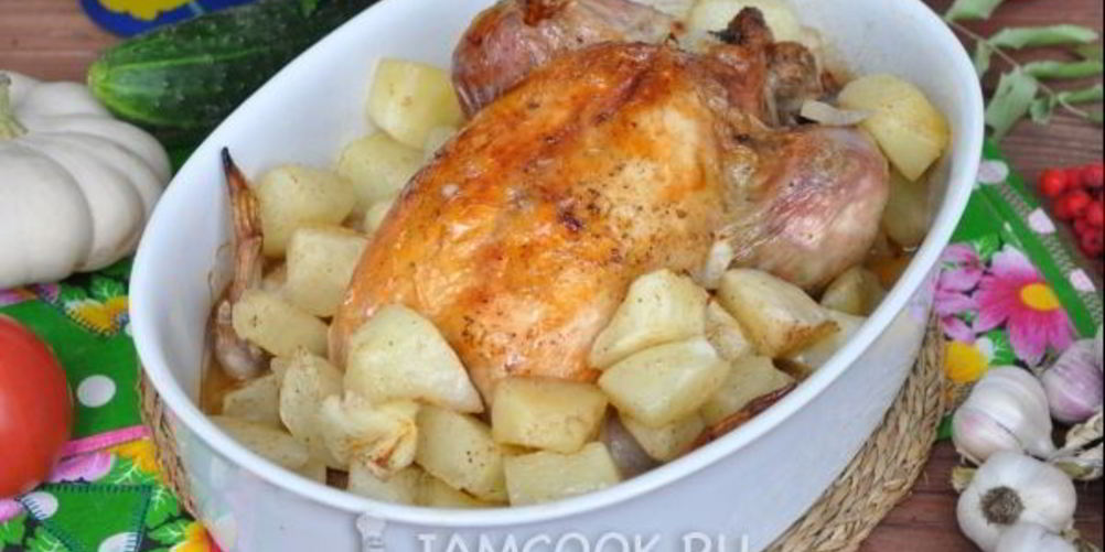 Рецепт фаршированная курица с патиссонами в рукаве