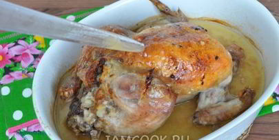 фаршированная курица с патиссонами в рукаве