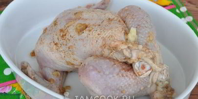 фаршированная курица с патиссонами в рукаве