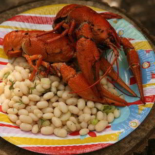 Фасоль с раками