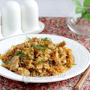 Капуста жареная с мясом