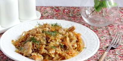 капуста жареная с мясом