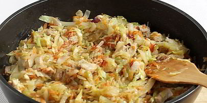 капуста жареная с мясом