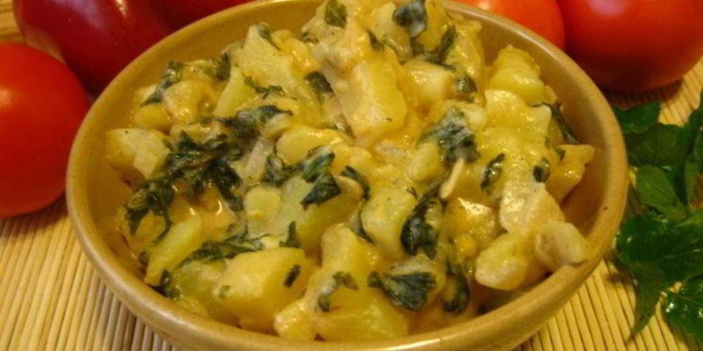 Рецепт картофель, тушенный со снытью