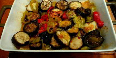 печеные баклажаны в духовке с перцем