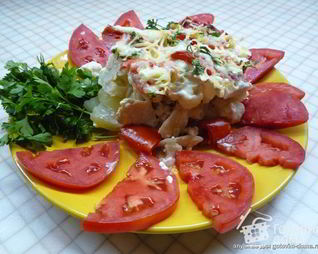 Цветная капуста с курицей в духовке