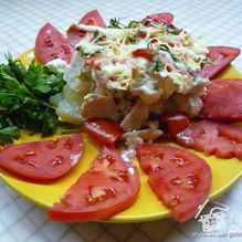 Рецепт Цветная капуста с курицей в духовке