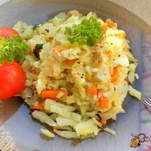 Рецепт Тушеная капуста с рисом и мясом