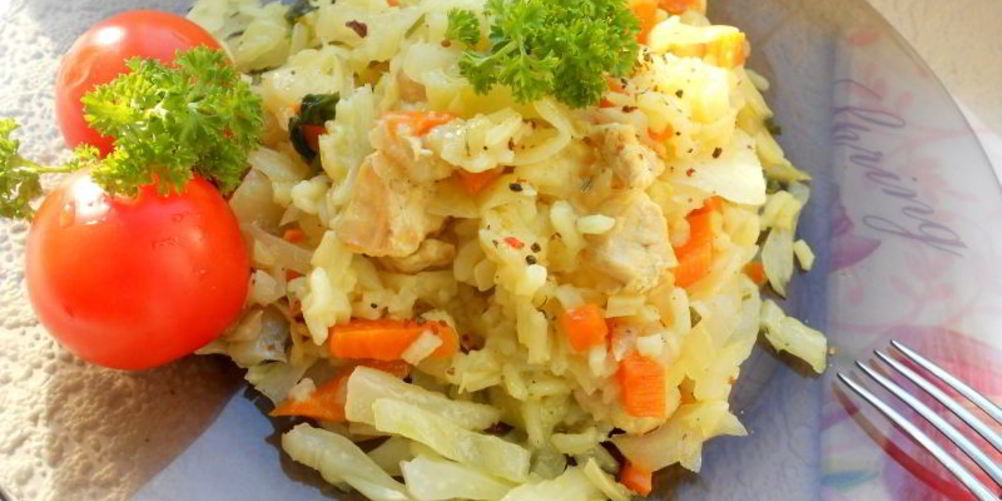 Рецепт тушеная капуста с рисом и мясом