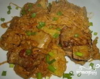 Тушеная картошка со свиными ребрышками