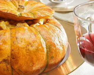 Тыква, фаршированная рубцом