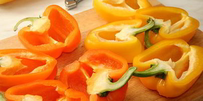 запеченый перец с куриными сердечками