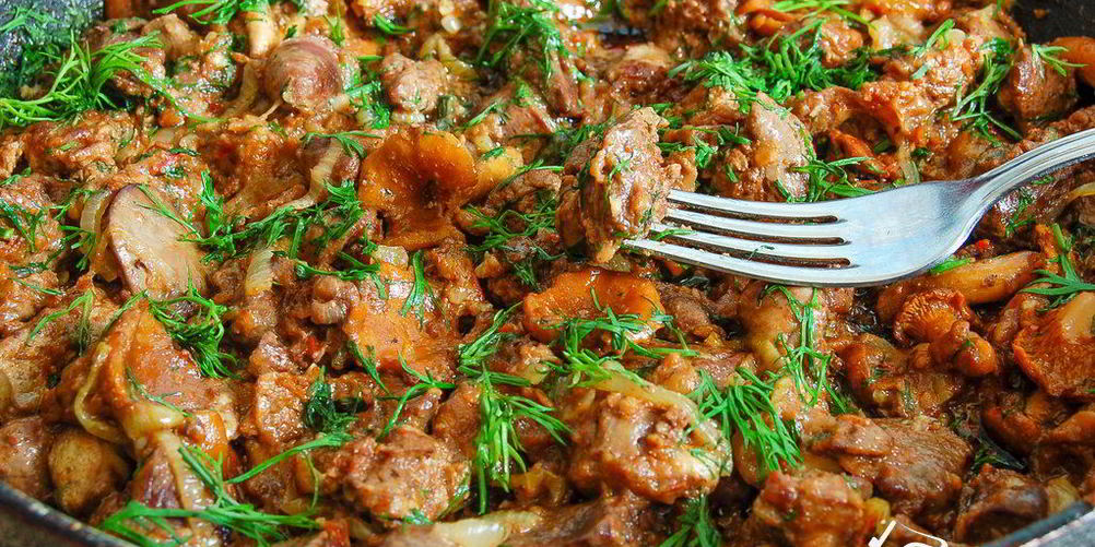 Рецепт куриная печень с грибами