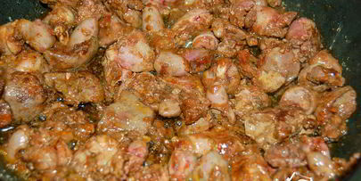 куриная печень с грибами