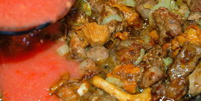 куриная печень с грибами