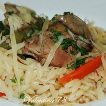 Рецепт Паровая печенка с пастой орзо