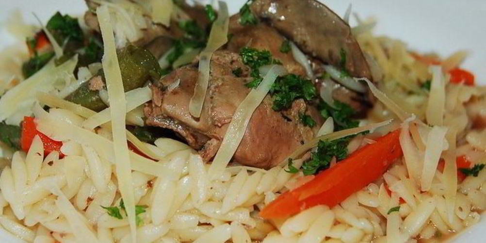 Рецепт паровая печенка с пастой орзо