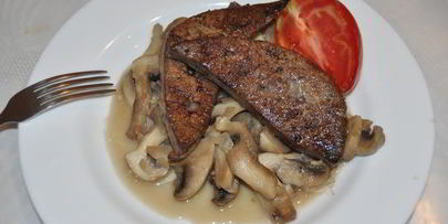 печень с грибами