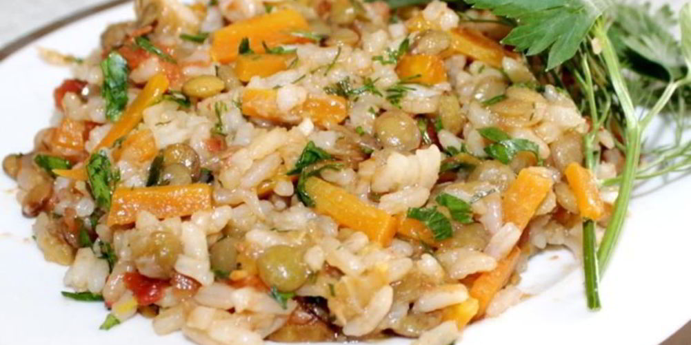 Рецепт ароматный плов с чечевицей