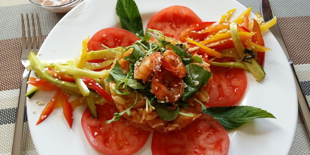 Рецепт имбирный плов с креветками