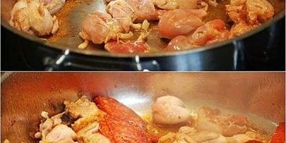 паэлья с колбасой и морепродуктами