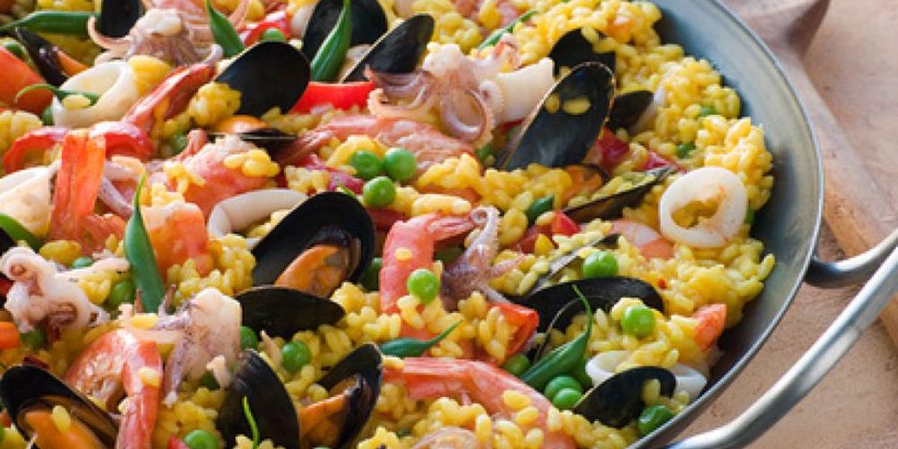Рецепт паэлья с морепродуктами и стручковой фасолью