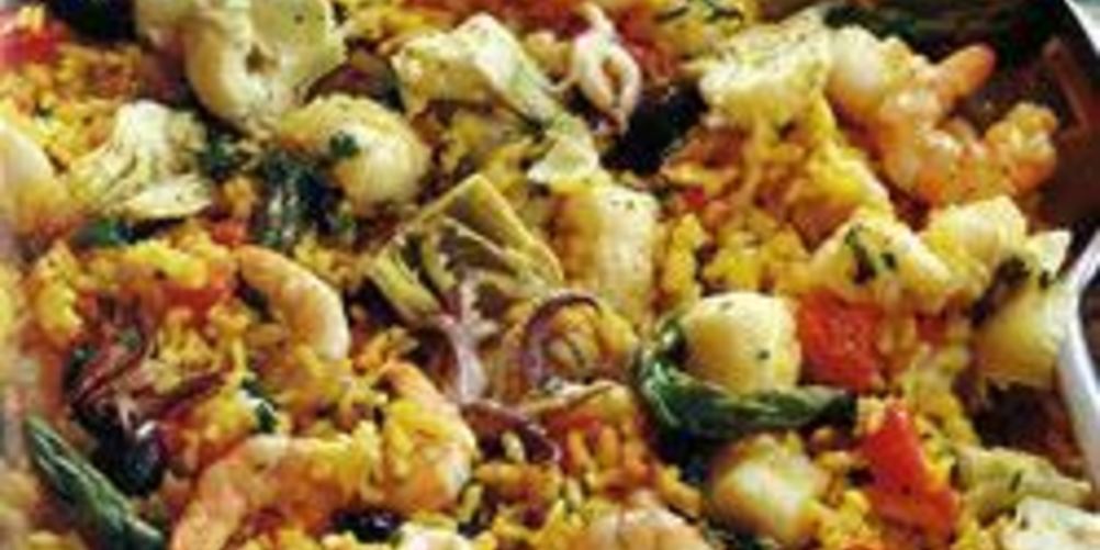 Рецепт паэлья с рыбой и креветками