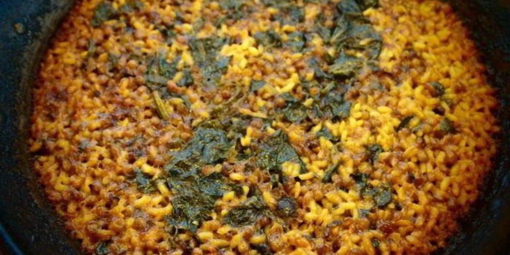 Рецепт паэлья со шпинатом и чечевицей по-аликантски