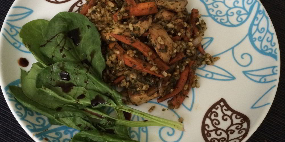 Рецепт плов из цельнозернового риса и шпината