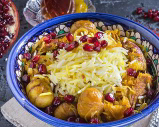 Плов с бараниной, каштанами и гранатом Говурма