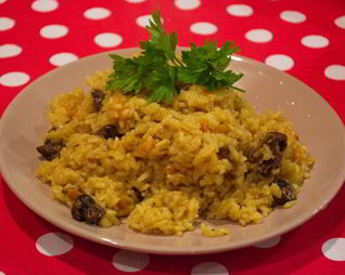 Плов с белыми грибами