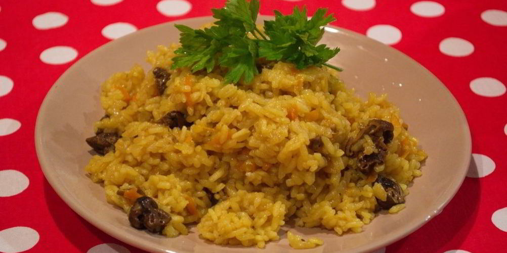 Рецепт плов с белыми грибами