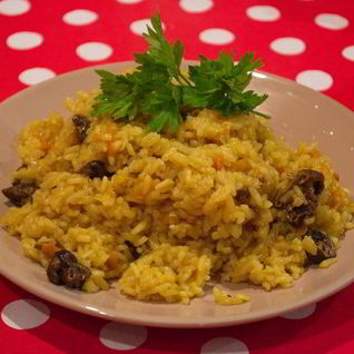 Плов с белыми грибами