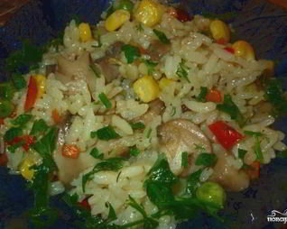 Плов с грибами и овощами