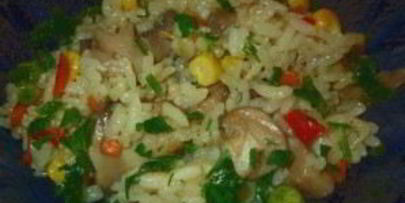 плов с грибами и овощами