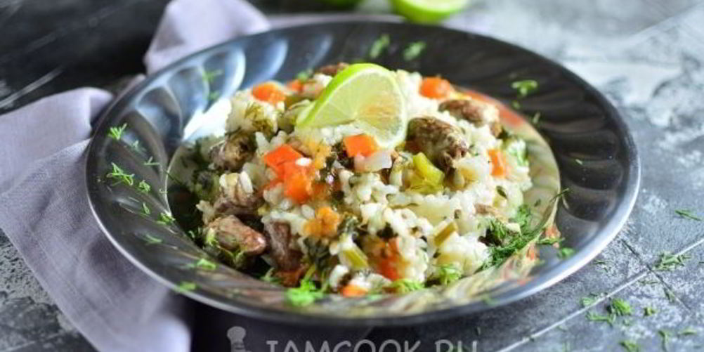 Рецепт плов с куриными сердечками в мультиварке