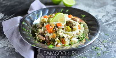 плов с куриными сердечками в мультиварке