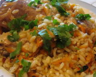 Плов с курицей в утятнице