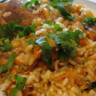 Плов с курицей в утятнице