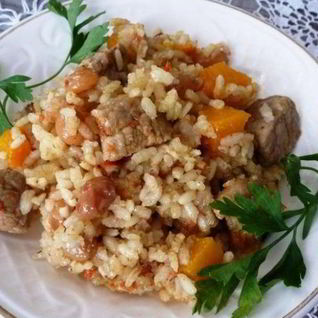 Плов с тыквой и мясом