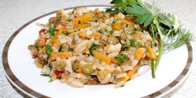 полезный плов с чечевицей