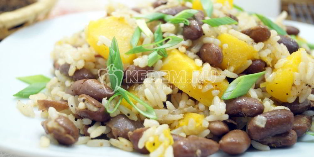 Рецепт постный плов с тыквой и фасолью