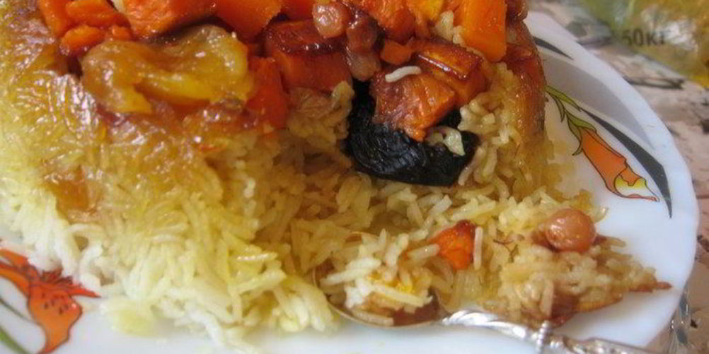 Рецепт пряный плов с тыквой и сухофруктами