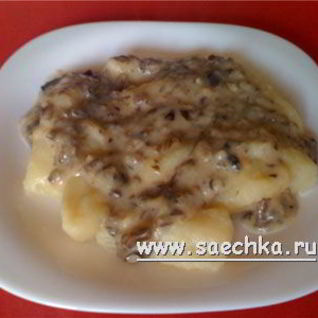 Постные картофельные клецки с грибами
