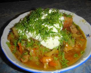 Годзя овощное рагу с мясом свинины