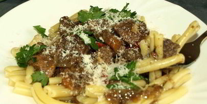 казаречче с рагу из говядины