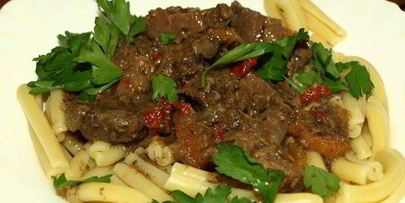 казаречче с рагу из говядины